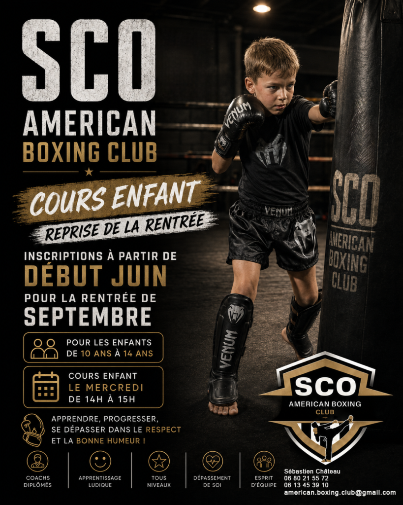 cours boxe enfant Angers 10 à 15 ans kick-boxing full-contact SCO American Boxing Club
